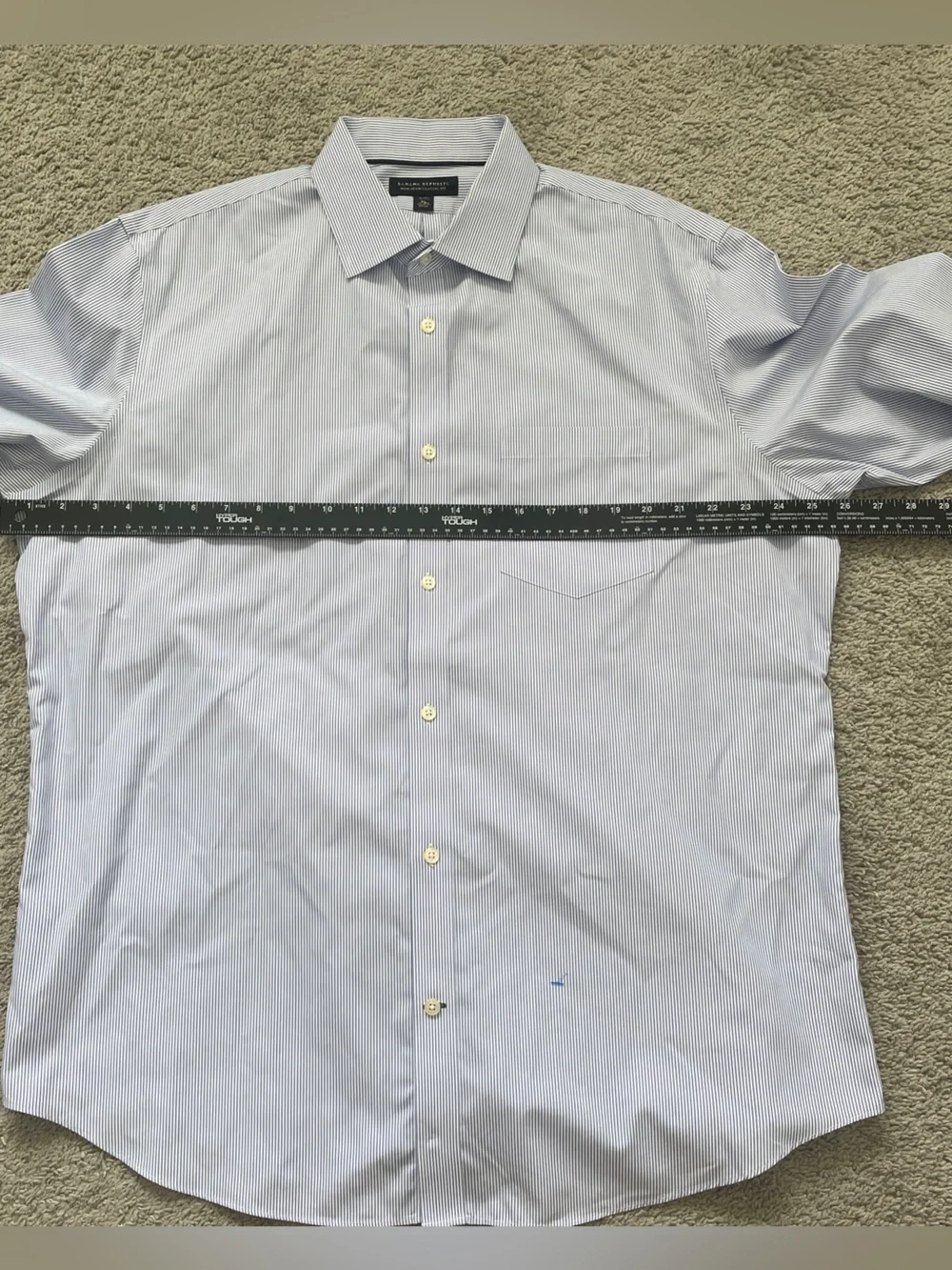 Banana Republic Men's Dress Shirts - Light Blue & White Thin Stripe